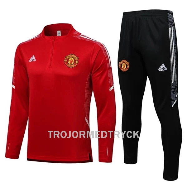 Manchester United Champions League Träningsträningsoverall Quarter-Zip Barn 22/23 Röd vit