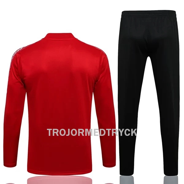 Manchester United Champions League Träningsträningsoverall Quarter-Zip Barn 22/23 Röd vit