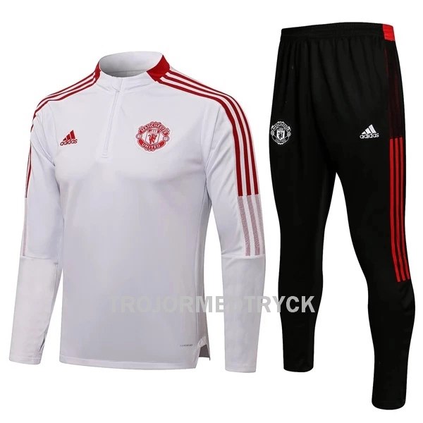 Manchester United Träningsträningsoverall Quarter-Zip Barn 22/23 Vit