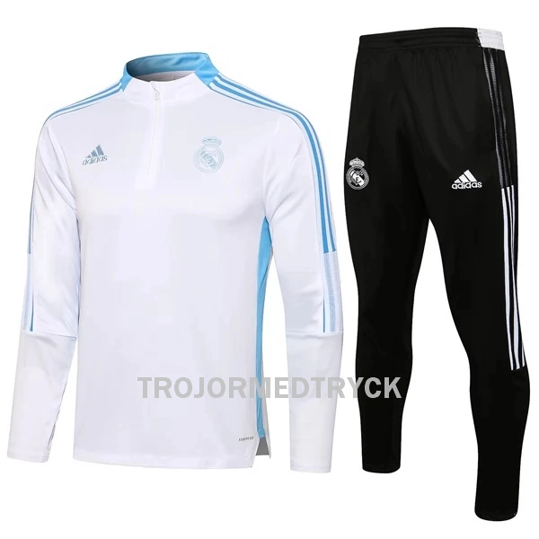 Real Madrid Träningsträningsoverall Quarter-Zip Barn 22/23 Vit