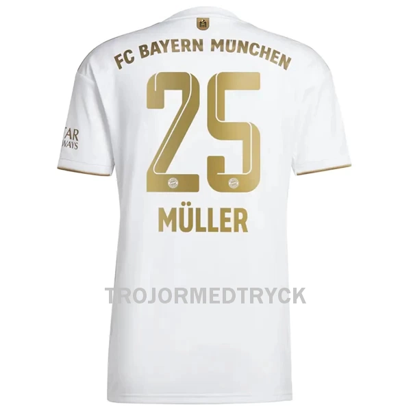 FC Bayern München Müller 25 Fotbollströja Borta 22/23