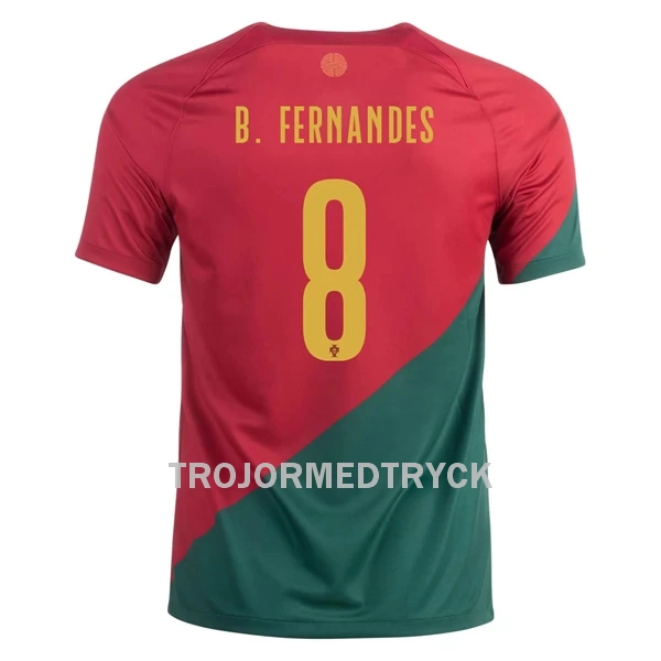 Portugal Bruno Fernandes 8 VM 2022 Fotbollströja Hemma