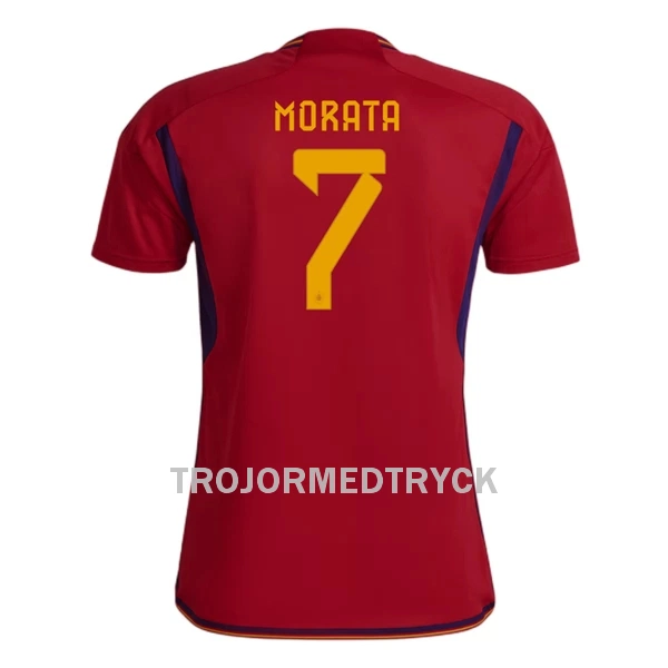 Spanien Morata 7 VM 2022 Fotbollströja Hemma