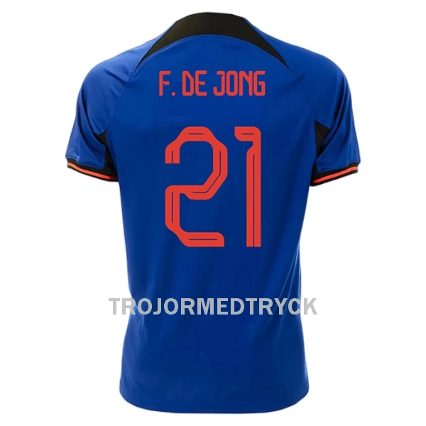 Holland Frenkie de Jong 21 VM 2022 Fotbollströja Borta