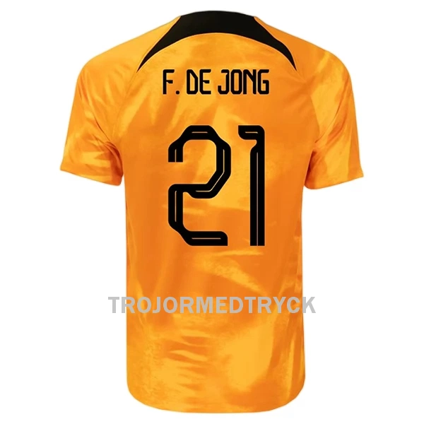 Holland Frenkie de Jong 21 VM 2022 Fotbollströja Hemma