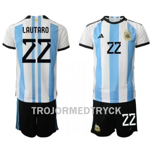 Argentina Lautaro Martinez 22 VM 2022 Fotbollströja Barn Hemma