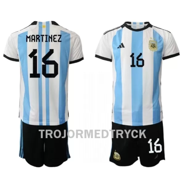 Argentina Lisandro Martinez 16 VM 2022 Fotbollströja Barn Hemma