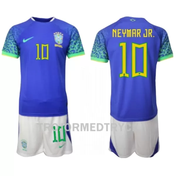 Brasilien Neymar Jr 10 VM 2022 Fotbollströja Barn Borta