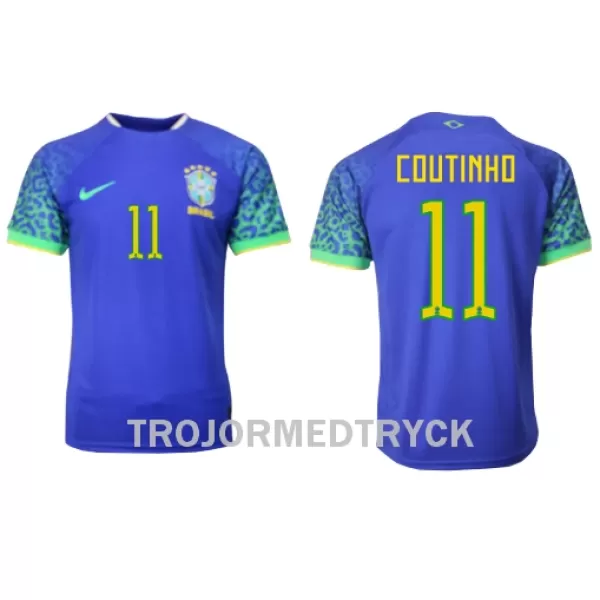 Brasilien Philippe Coutinho 11 VM 2022 Fotbollströja Borta