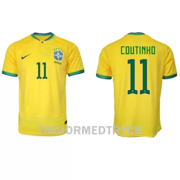 Brasilien Philippe Coutinho 11 VM 2022 Fotbollströja Hemma