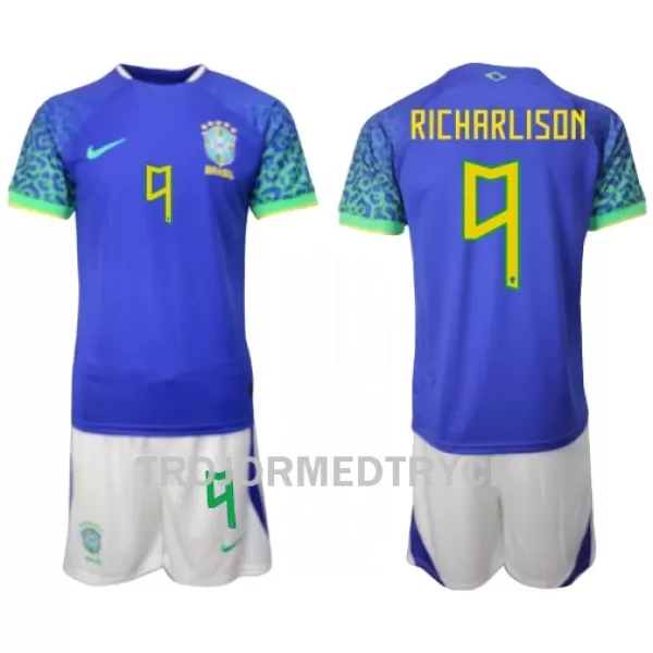 Brasilien Richarlison 9 VM 2022 Fotbollströja Barn Borta