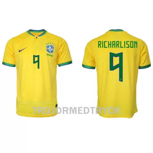 Brasilien Richarlison 9 VM 2022 Fotbollströja Hemma