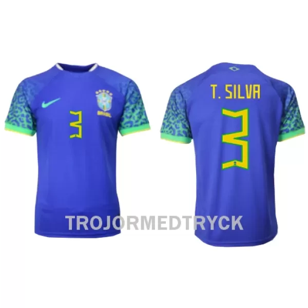 Brasilien Thiago Silva 3 VM 2022 Fotbollströja Borta