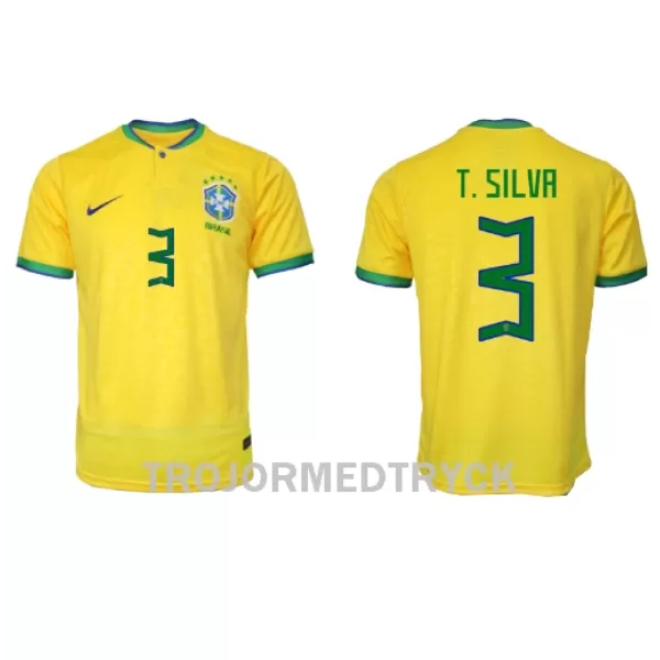 Brasilien Thiago Silva 3 VM 2022 Fotbollströja Hemma