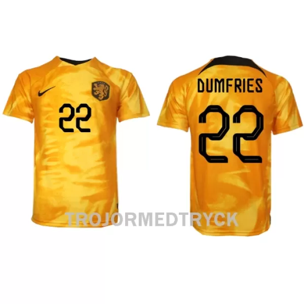 Holland Denzel Dumfries 22 VM 2022 Fotbollströja Hemma