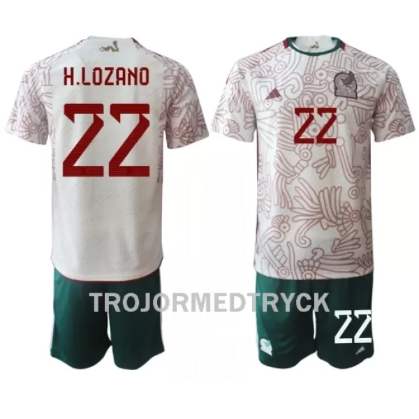 Mexiko Hirving Lozano 22 VM 2022 Fotbollströja Barn Borta