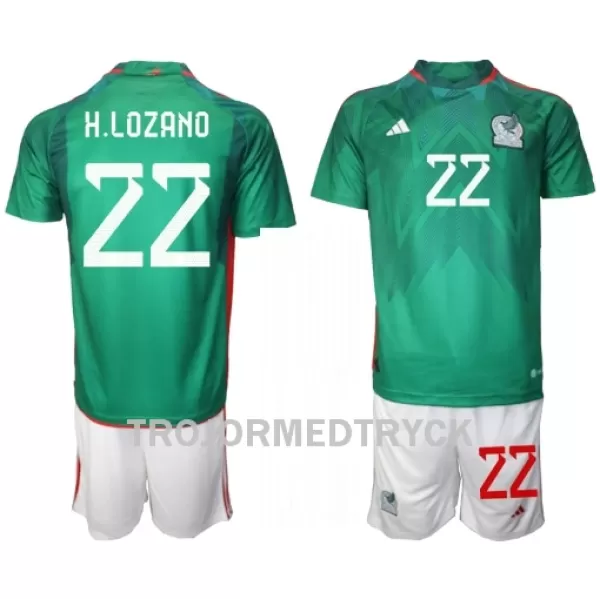 Mexiko Hirving Lozano 22 VM 2022 Fotbollströja Barn Hemma