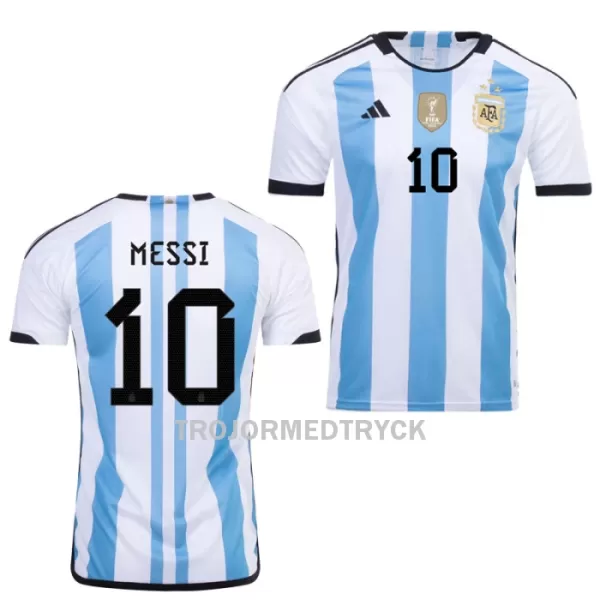 Argentina 3 Star Messi 10 VM 2022 Fotbollströja Hemma