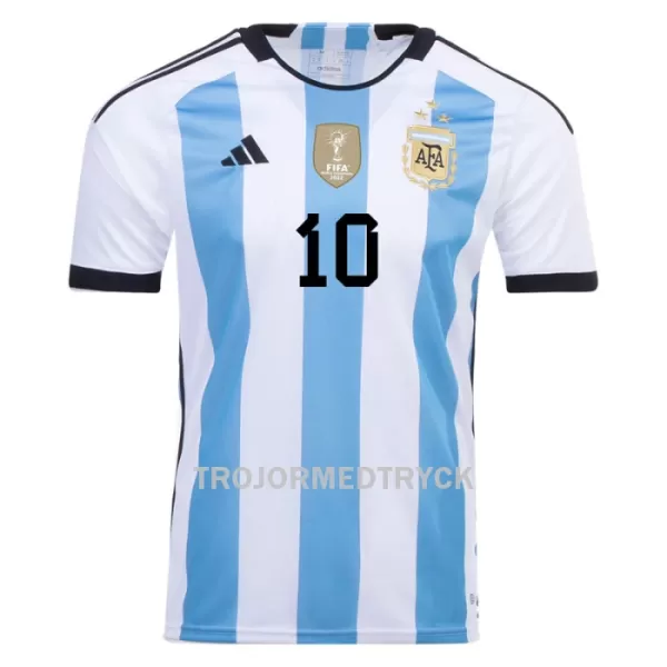 Argentina 3 Star Messi 10 VM 2022 Fotbollströja Hemma