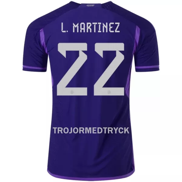 Argentina Lautaro Martinez 22 VM 2022 Fotbollströja Borta