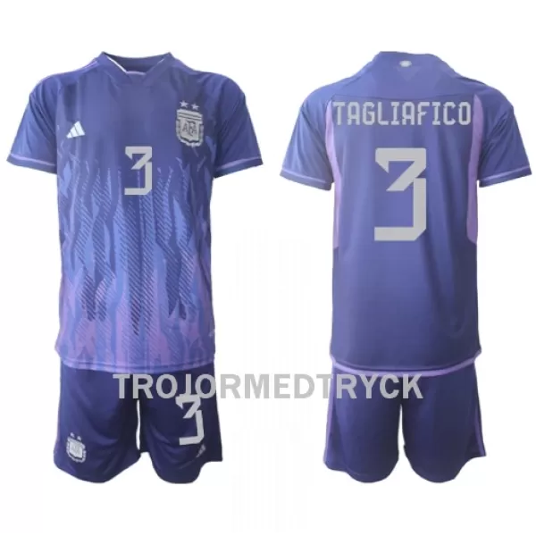 Argentina Nicolas Tagliafico 3 VM 2022 Fotbollströja Barn Borta