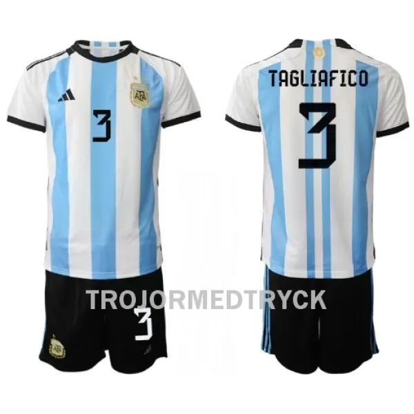 Argentina Nicolas Tagliafico 3 VM 2022 Fotbollströja Barn Hemma