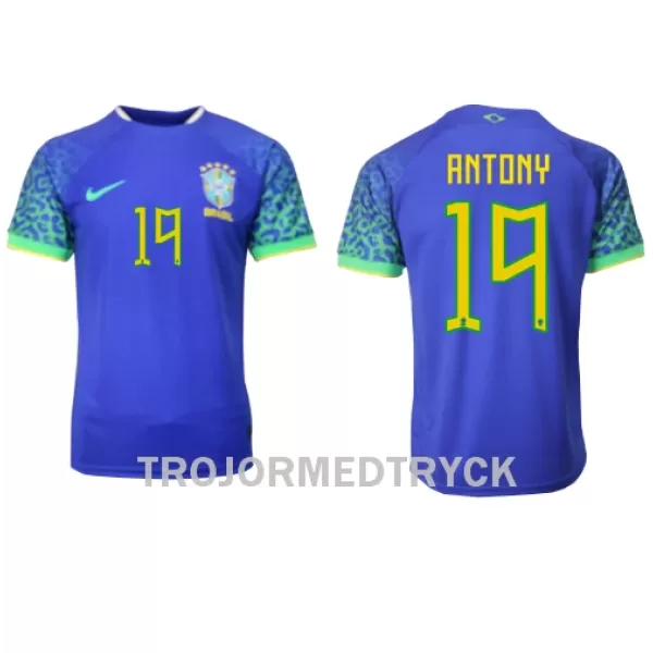 Brasilien Antony 19 VM 2022 Fotbollströja Borta