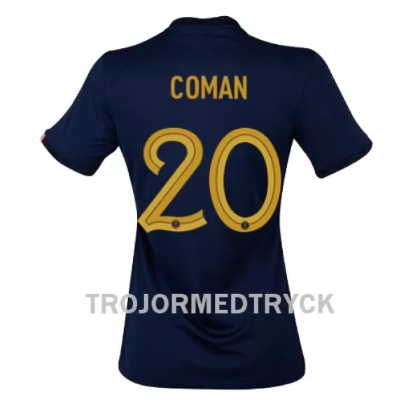 Frankrike Kingsley Coman 20 VM 2022 Fotbollströja Dam Hemma