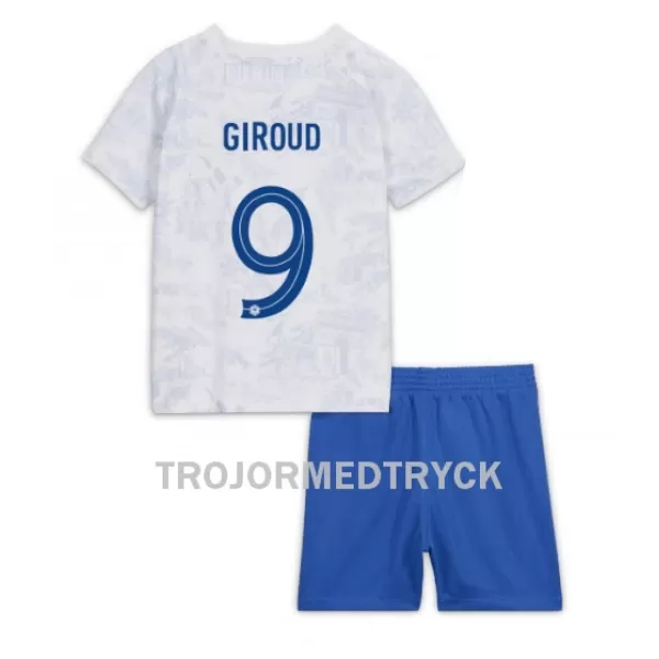 Frankrike Olivier Giroud 9 VM 2022 Fotbollströja Barn Borta