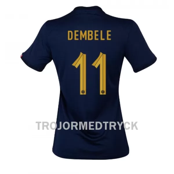 Frankrike Ousmane Dembele 11 VM 2022 Fotbollströja Dam Hemma