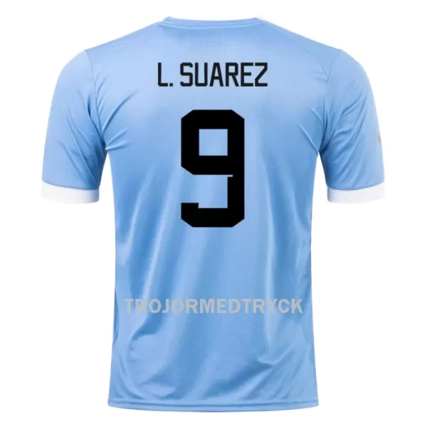 Uruguay L. Suárez 9 VM 2022 Fotbollströja Hemma