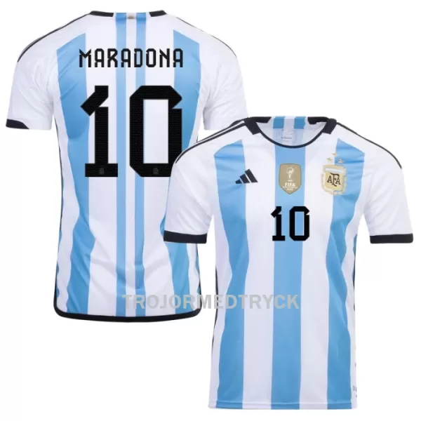 Argentina 3 Star MARADONA 10 VM 2022 Fotbollströja Hemma