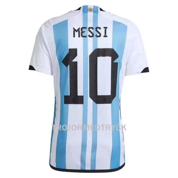 Argentina 3 Star MESSI 10 VM 2022 Fotbollströja Barn Hemma