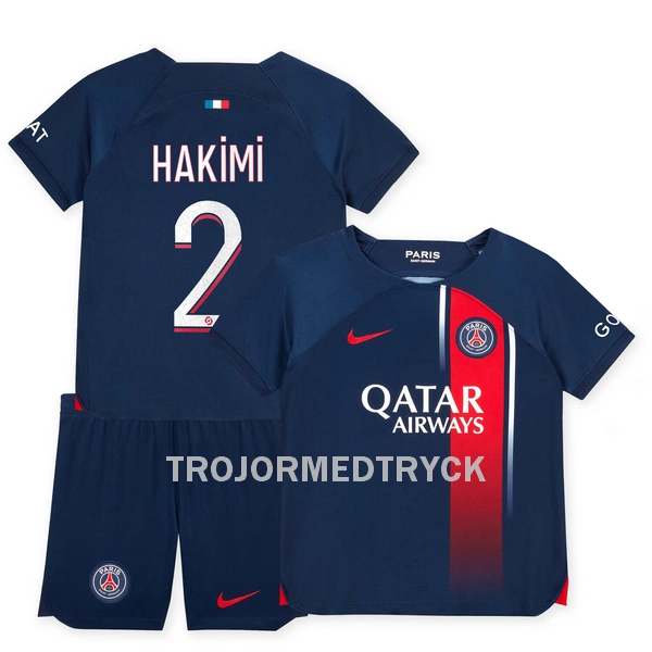 Paris Saint-Germain Hakimi 2 Fotbollströja Barn Hemma 2023/24