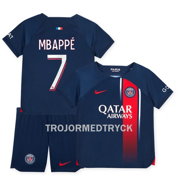 Paris Saint-Germain Mbappé 7 Fotbollströja Barn Hemma 2023/24