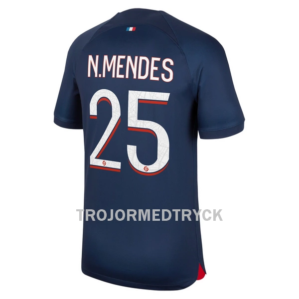 Paris Saint-Germain N.Mendes 25 Fotbollströja Hemma 2023/24