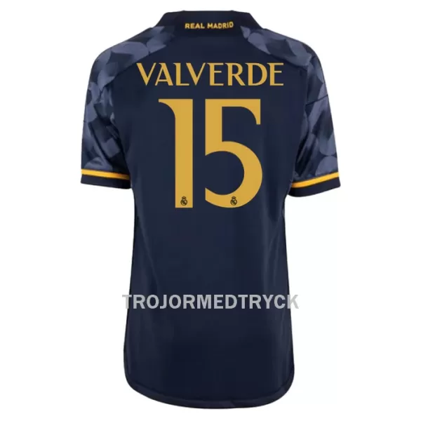 Real Madrid Valverde 15 Fotbollströja Barn Borta 2023/24