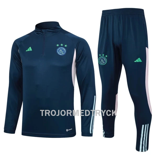 Ajax Amsterdam Träningsträningsoverall Quarter-Zip 2023/24 Blå