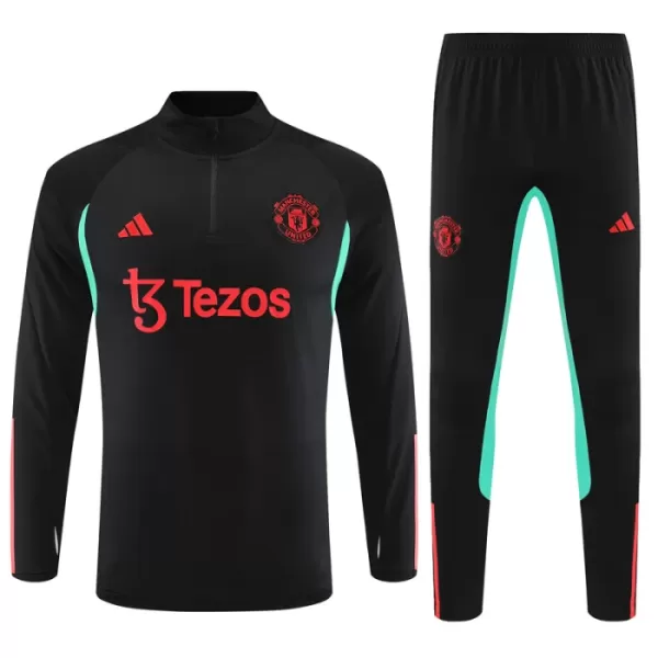 Manchester United Träningströjasats Quarter-Zip Barn 2023/24 Svart