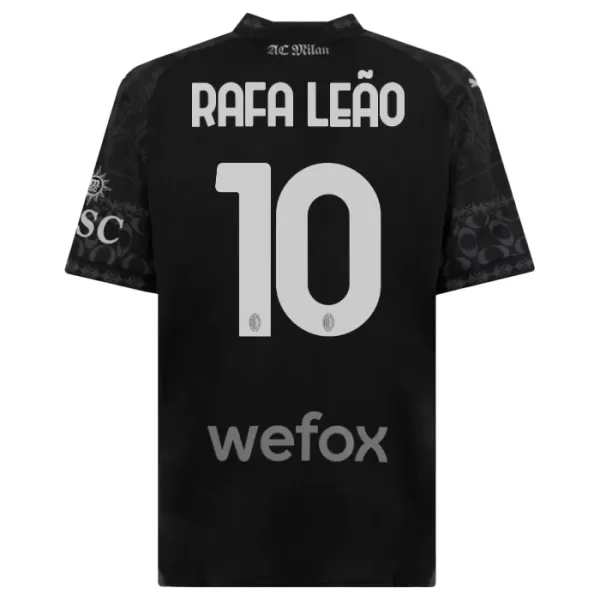 AC Milan Rafael Leao 10 Fotbollströja Barn Fjärde 2023/24 Svart