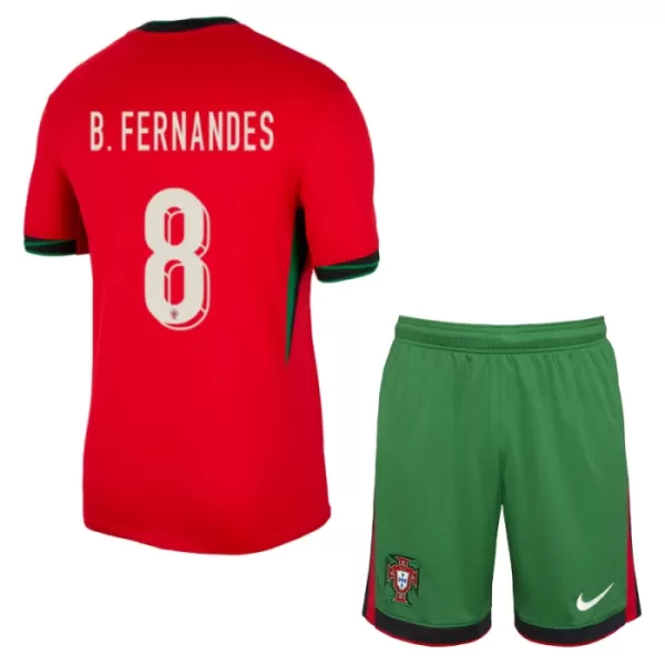 Portugal Bruno Fernandes 8 Fotbollströja Barn Hemma EM 2024