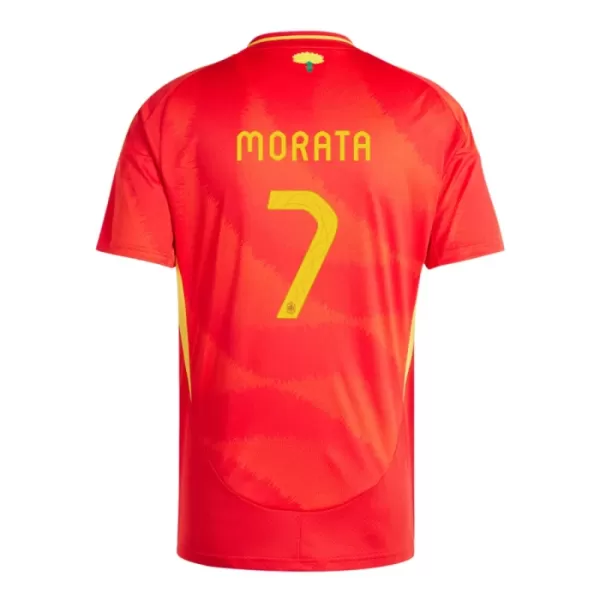 Spanien Alvaro Morata 7 Fotbollströja Barn Hemma EM 2024