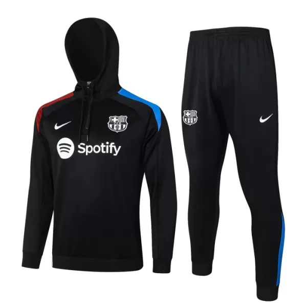 Barcelona Hoodie Träningströjasats Quarter-Zip Barn 2024/25 Svart