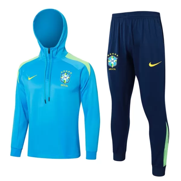 Brasilien Hoodie Träningströjasats Quarter-Zip 2024/25 Blå