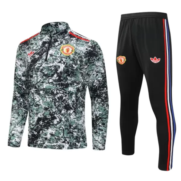 Manchester United Träningströjasats Quarter-Zip Barn 2024/25 Grön