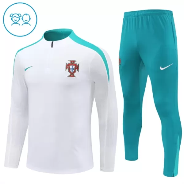 Portugal Träningströjasats Quarter-Zip Barn 2024/25 Vit