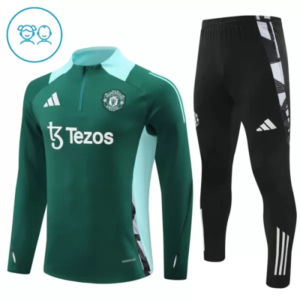 Manchester United Träningströjasats Quarter-Zip Barn 2024/25 Grön