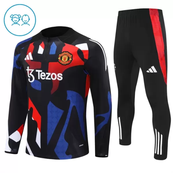 Manchester United Träningströjasats Quarter-Zip Barn 2024/25 Svart