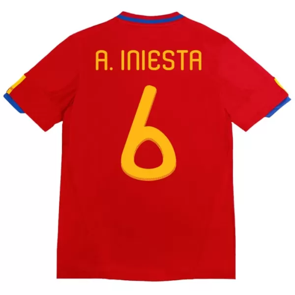 Spanien A. Iniesta 6 2010 Fotbollströja Hemma Retro